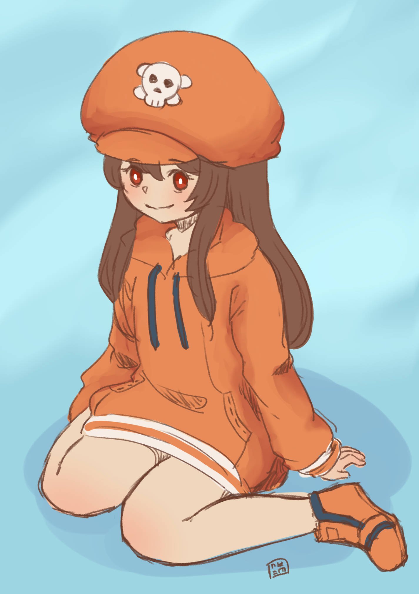 1girl, blush, boots, breasts, brown_eyes, brown_hair, fingerless_gloves, gloves