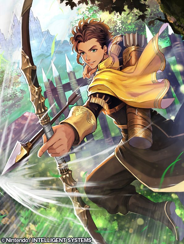 1boy, arrow, boots, bow_(weapon), brown_hair, cape, claude_von_riegan, dark_skin