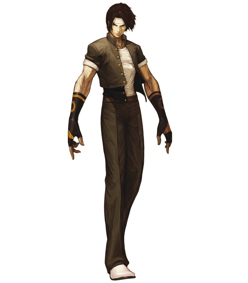 fingerless_gloves, gloves, headband, highres, king_of_fighters, kusanagi_kyo, kusanagi_kyou, male