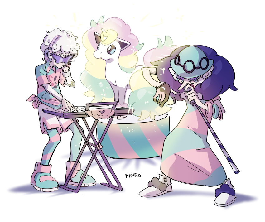 beet_(pokemon), dress, findoworld, galarian_form, galarian_ponyta, gen_8_pokemon, glowing, grey_hair