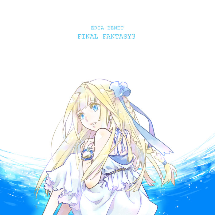 aria_benett, bare_shoulders, blonde_hair, blue_eyes, dress, final_fantasy, final_fantasy_iii, hair_ornament