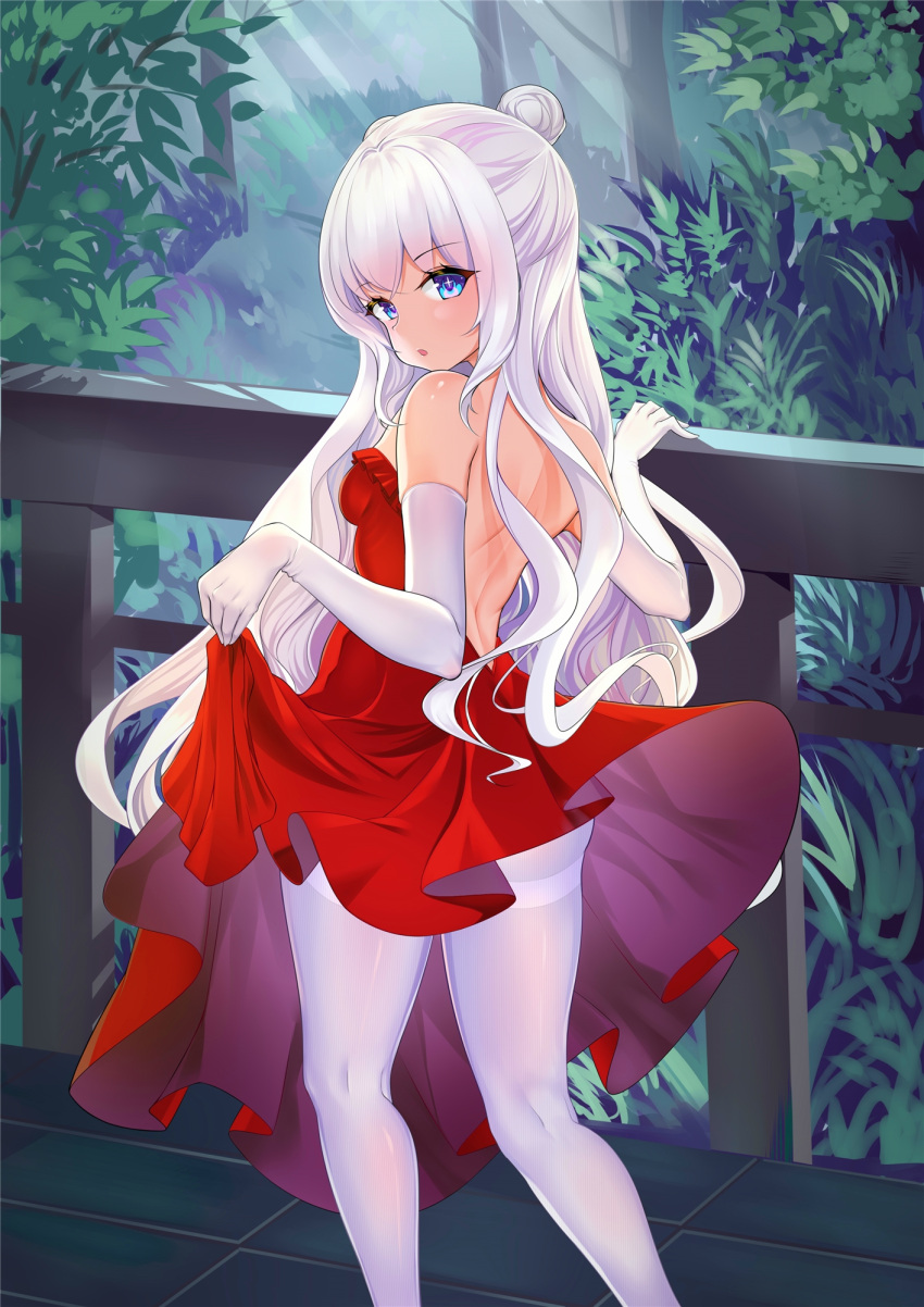 +_+, 1girl, :o, alternate_costume, ass, azur_lane, backless_dress, backless_outfit