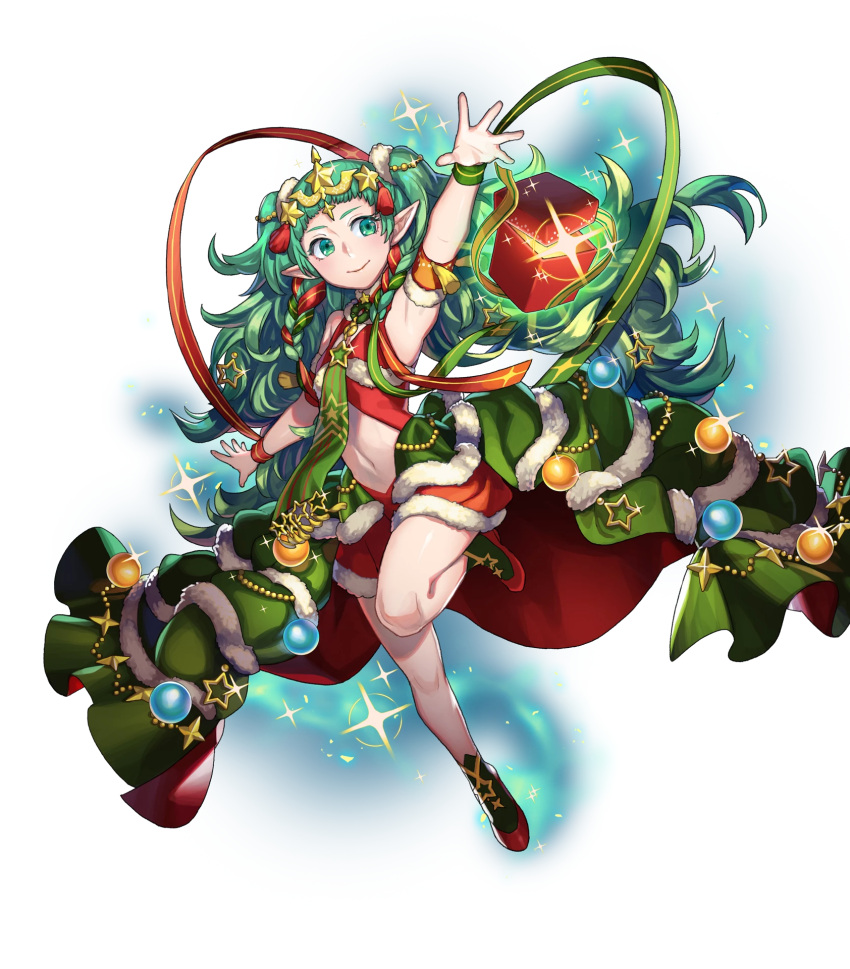 1girl, christmas_ornaments, fire_emblem, fire_emblem:_three_houses, fire_emblem_heroes, full_body, fur_trim, green_eyes