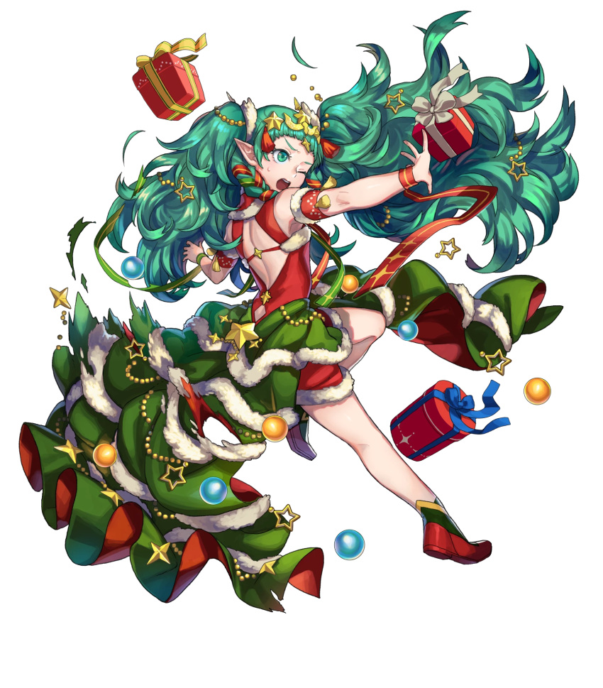 1girl, christmas_ornaments, fire_emblem, fire_emblem:_three_houses, fire_emblem_heroes, full_body, fur_trim, green_eyes