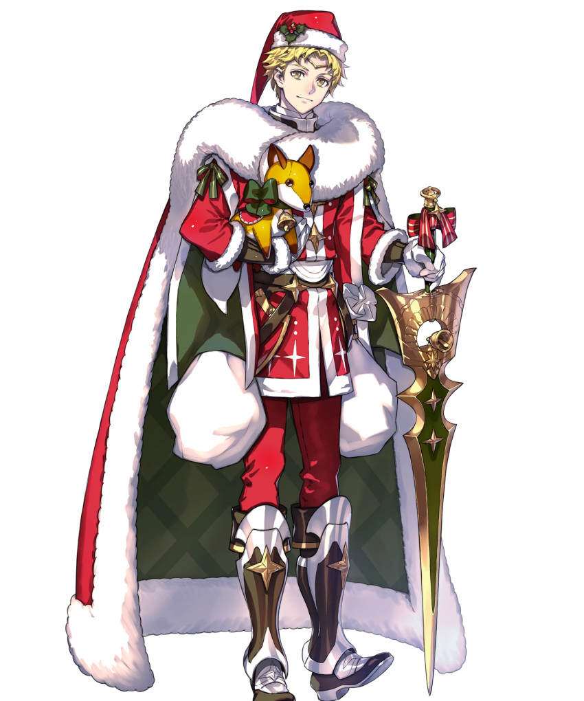 1boy, alternate_costume, bag, bell, belt, blonde_hair, boots, bow