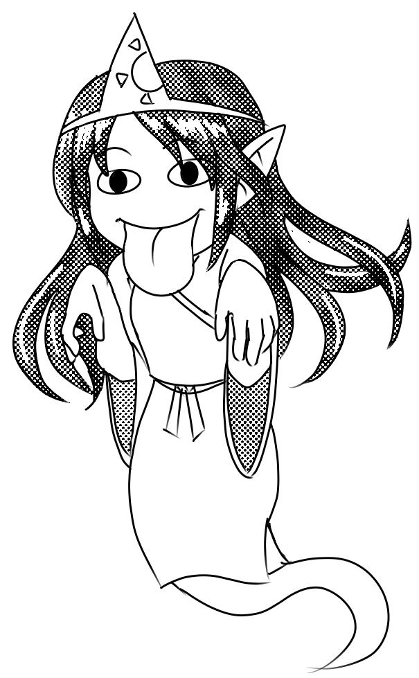 1girl, :p, ghost, ghost_pose, ghost_tail, greyscale, japanese_clothes, kimono