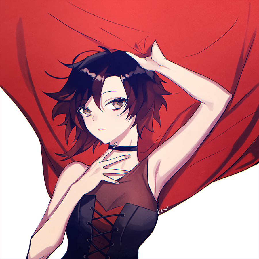 1girl, armpits, bangs, black_hair, breasts, brown_eyes, brown_hair, cape