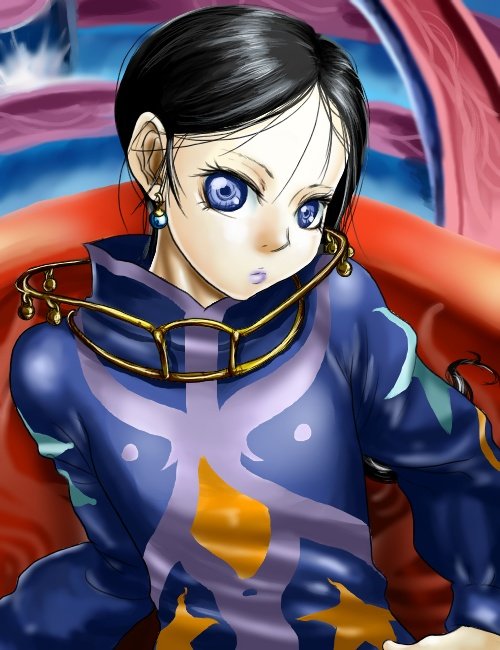 black_hair, blue_eyes, boro, earrings, jay, jay_(legendia), jewelry, lipstick, male, solo, tales_of_(series), tales_of_legendia