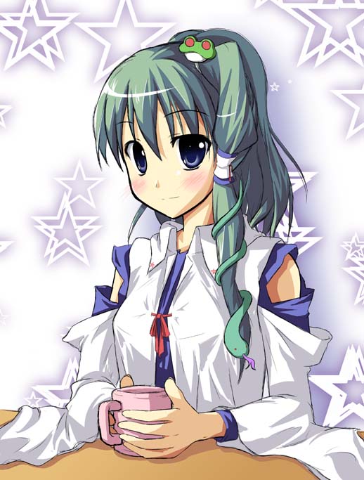 est_(kinkyuu_kaihi), esuto, green_hair, kochiya_sanae, solo, touhou