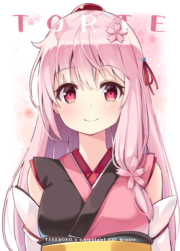 1girl, bangs, black_kimono, blush, breasts, closed_mouth, commentary_request, cover