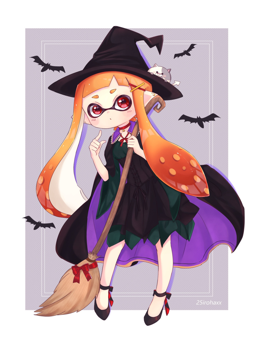1girl, absurdres, bangs, bat, black_cape, black_dress, black_footwear, black_headwear
