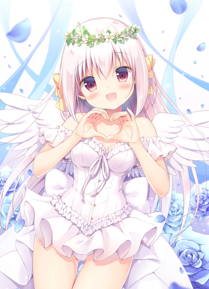1girl, :d, ass_visible_through_thighs, bangs, blue_flower, blue_ribbon, blue_rose, blush