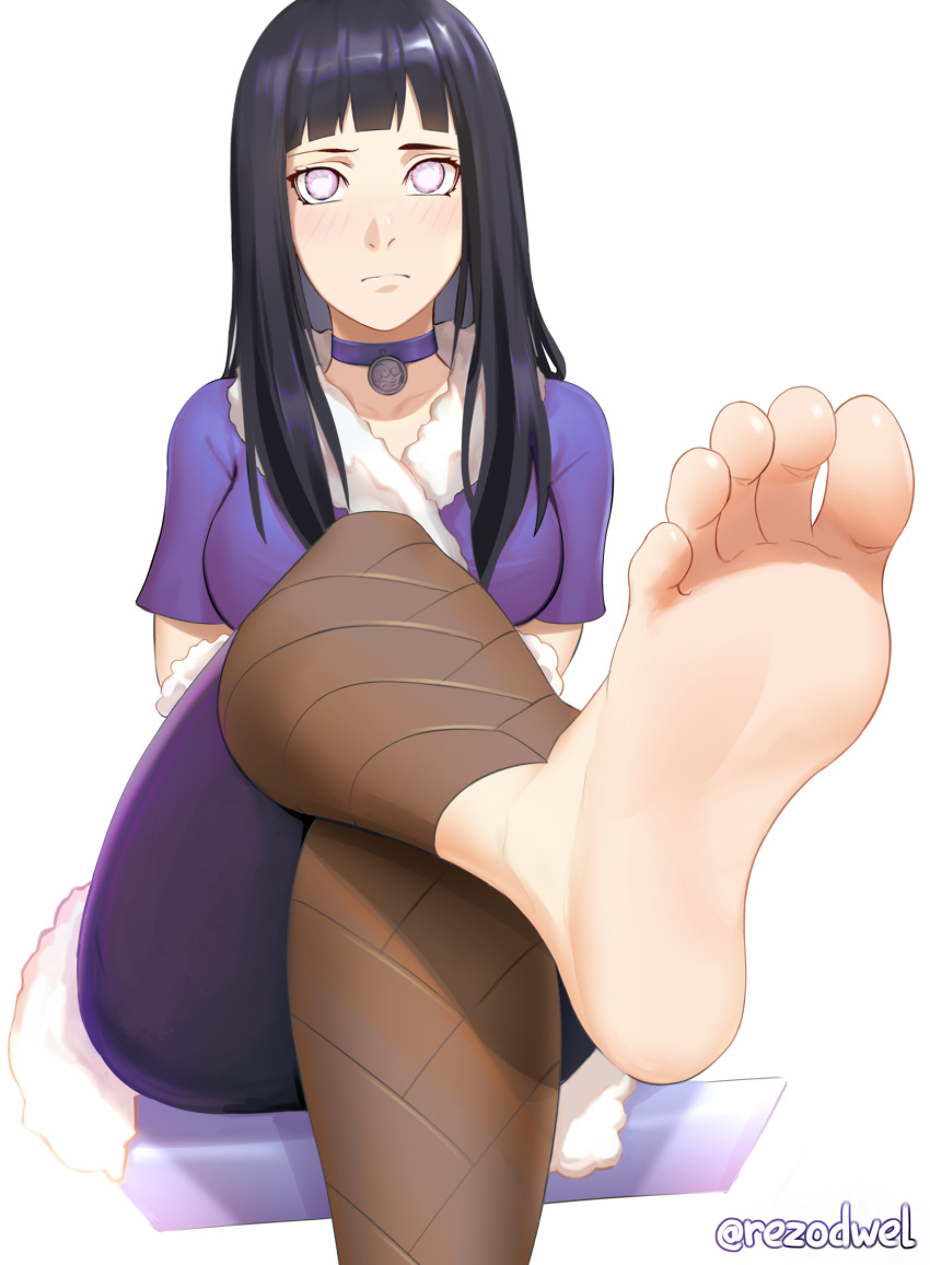 1girl, alternate_costume, black_hair, feet, femdom, highres, hyuuga_hinata, long_hair