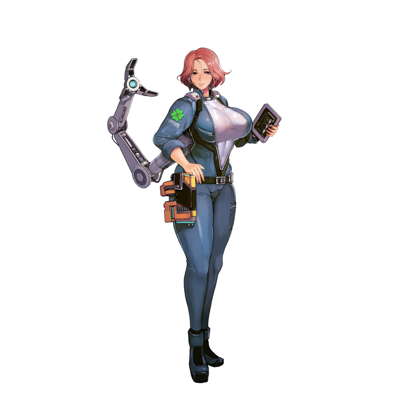 1girl, breasts, fortune_(last_origin), full_body, highres, impossible_clothes, impossible_shirt, large_breasts
