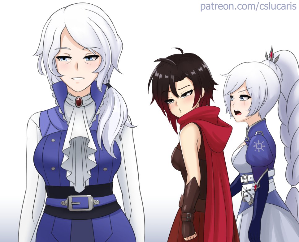 3girls, ahoge, alternate_costume, angry, blush, braided_ponytail, cloak, cslucaris
