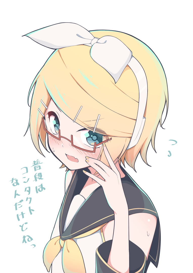 1girl, bangs, bare_shoulders, black_collar, black_sleeves, blonde_hair, blue_eyes, blush