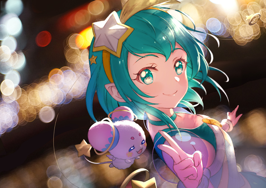 1girl, aqua_choker, aqua_eyes, aqua_hair, choker, closed_mouth, commentary_request, cure_milky
