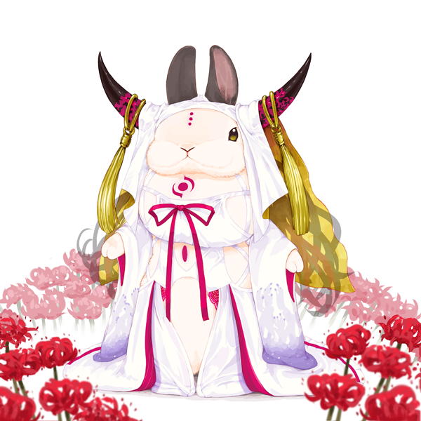 animal, closed_mouth, cosplay, detached_sleeves, dress, facial_mark, fate/extra, fate/extra_ccc