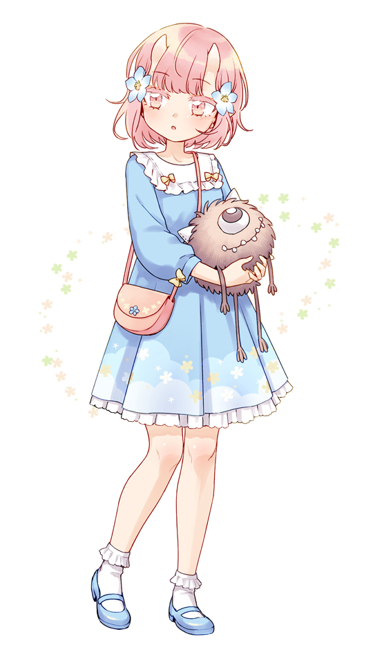 bag, bliss_(ferment_factory), dress, flower, hair_flower, hair_ornament, handbag, monster_girl