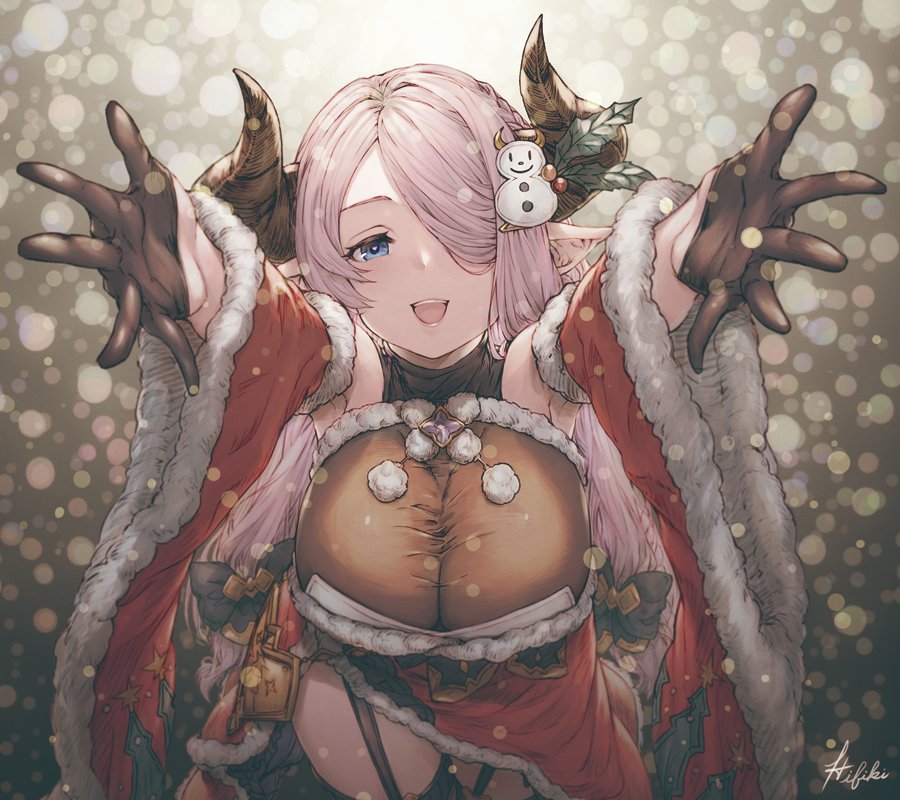 1girl, bare_shoulders, black_gloves, black_legwear, blue_eyes, braid, breasts, detached_sleeves