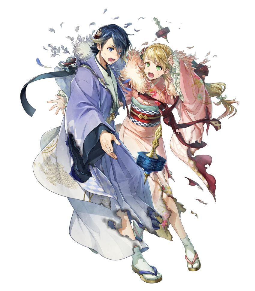 1boy, 1girl, alfonse_(fire_emblem), argon_(exys), bangs, blonde_hair, blue_eyes, blue_hair