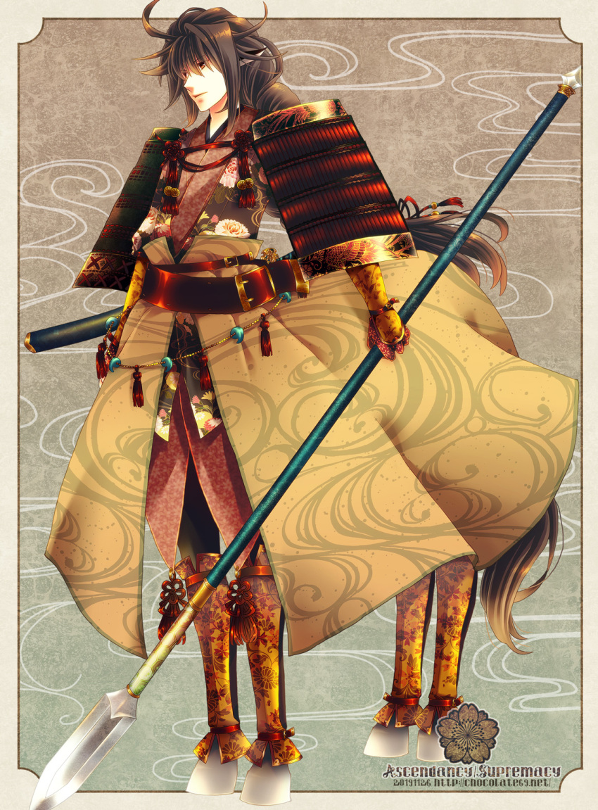 1boy, ame-ya, animal_ears, armor, asymmetrical_hair, bangs, belt, braid
