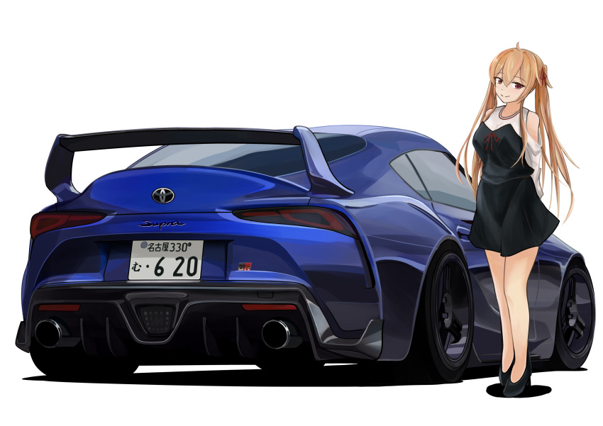 1girl, 3books, absurdres, alternate_costume, arms_behind_back, bare_shoulders, black_dress, black_footwear