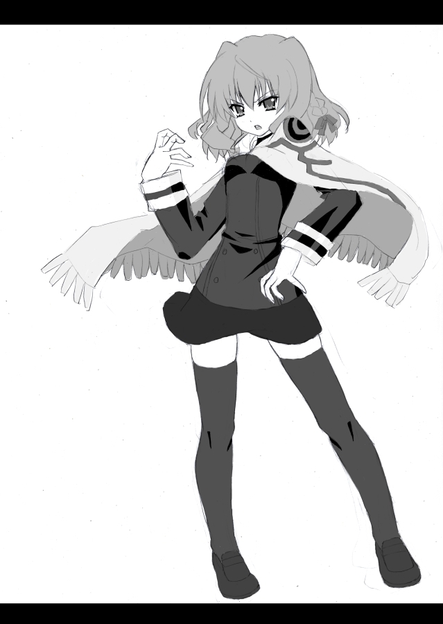 bell_zephyr, monochrome, night_wizard, puranaria, thighhighs