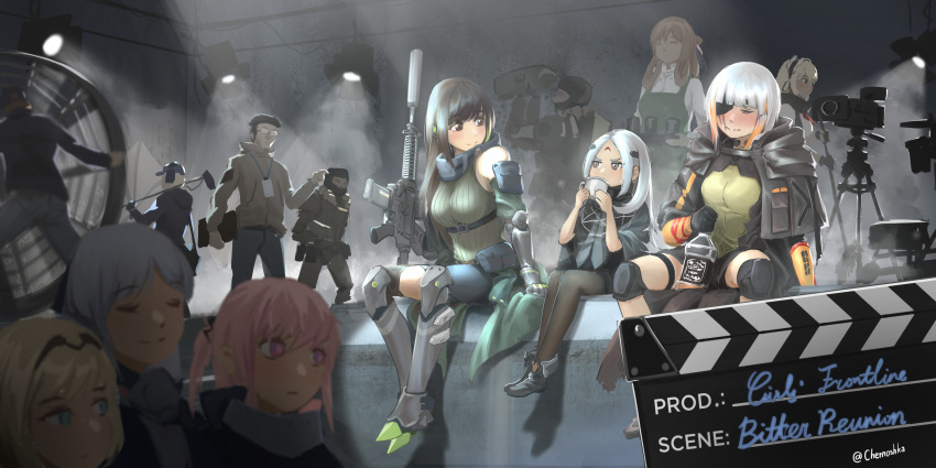 5boys, 6+girls, absurdres, actor, actress, ak-12_(girls_frontline), an-94_(girls_frontline), assault_rifle