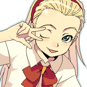 :p, bleach, blonde_hair, bow, close-up, forehead, hairband, kasumiooji_lurichiyo