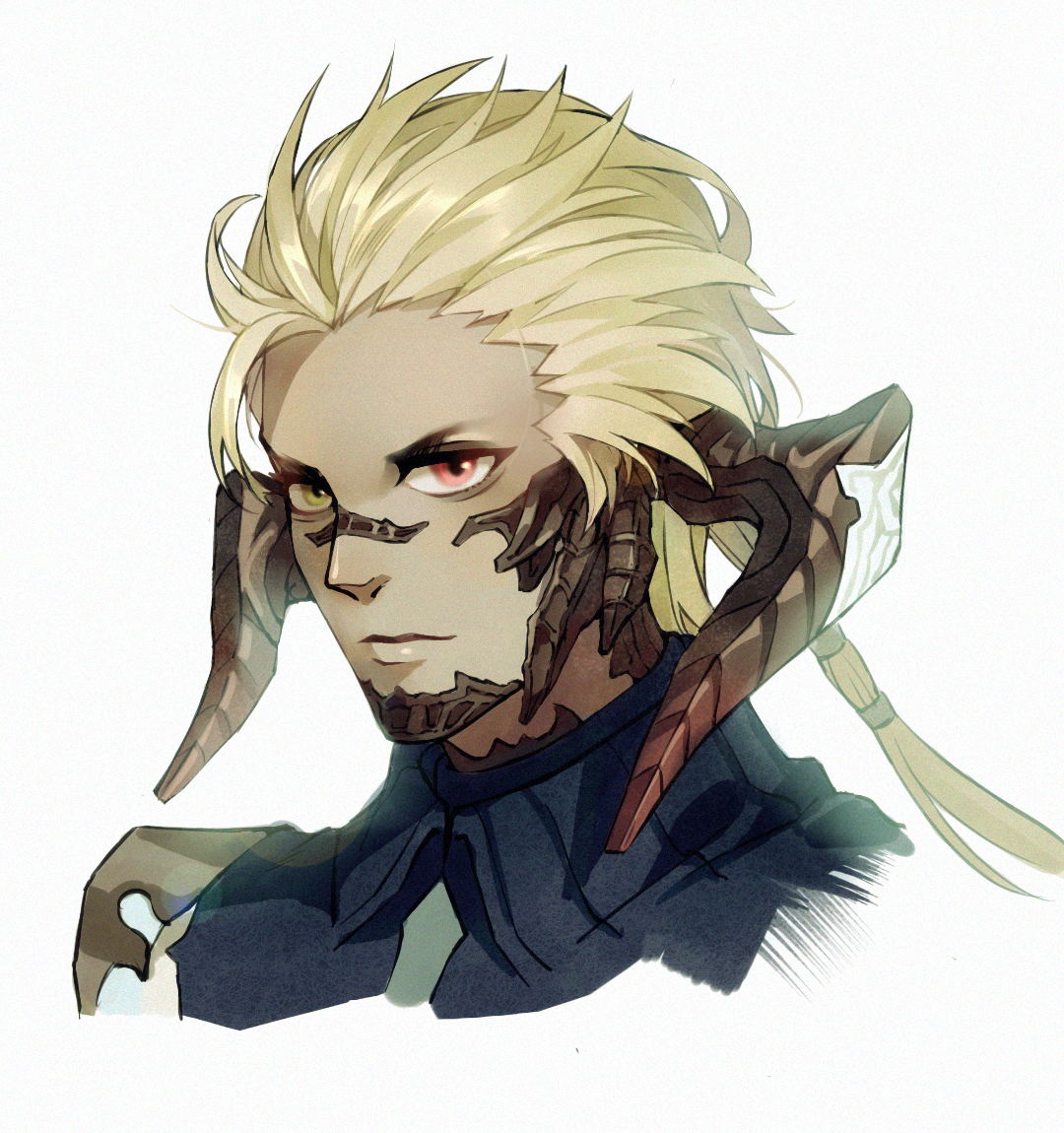 1boy, blonde_hair, character_request, closed_mouth, collar, dama_(sindygao), final_fantasy, final_fantasy_xiv