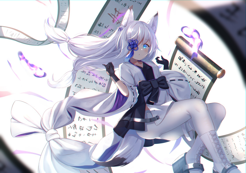 1girl, animal_ear_fluff, animal_ears, azur_lane, bangs, black_gloves, blue_eyes, closed_mouth