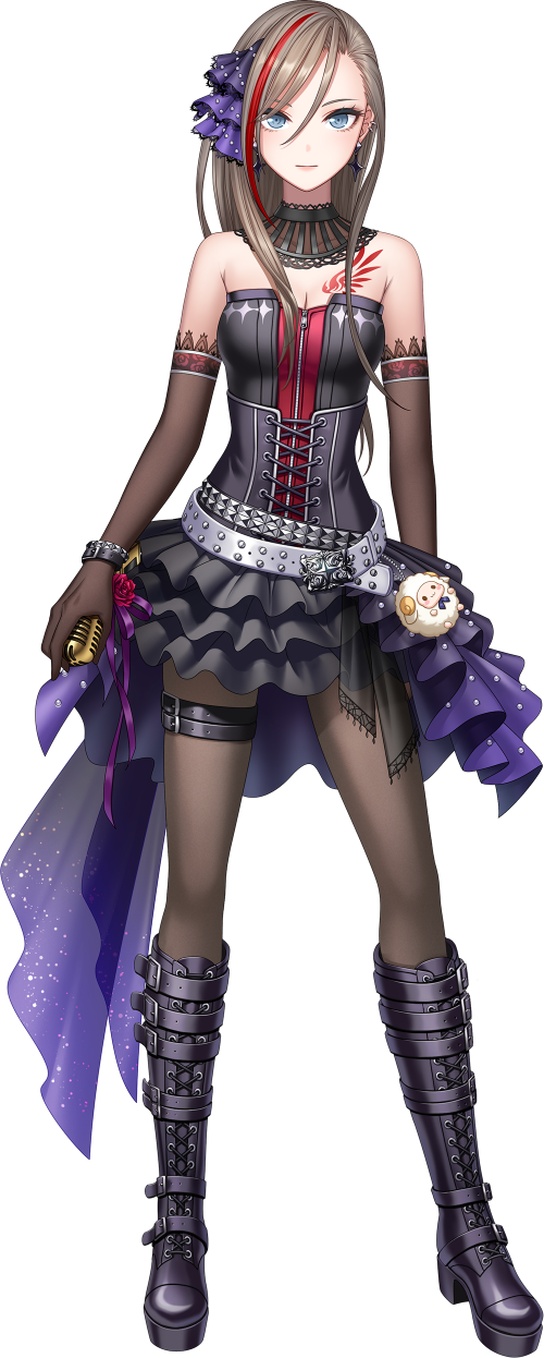 1girl, artist_request, belt_boots, black_dress, black_footwear, black_skirt, blue_eyes, blush