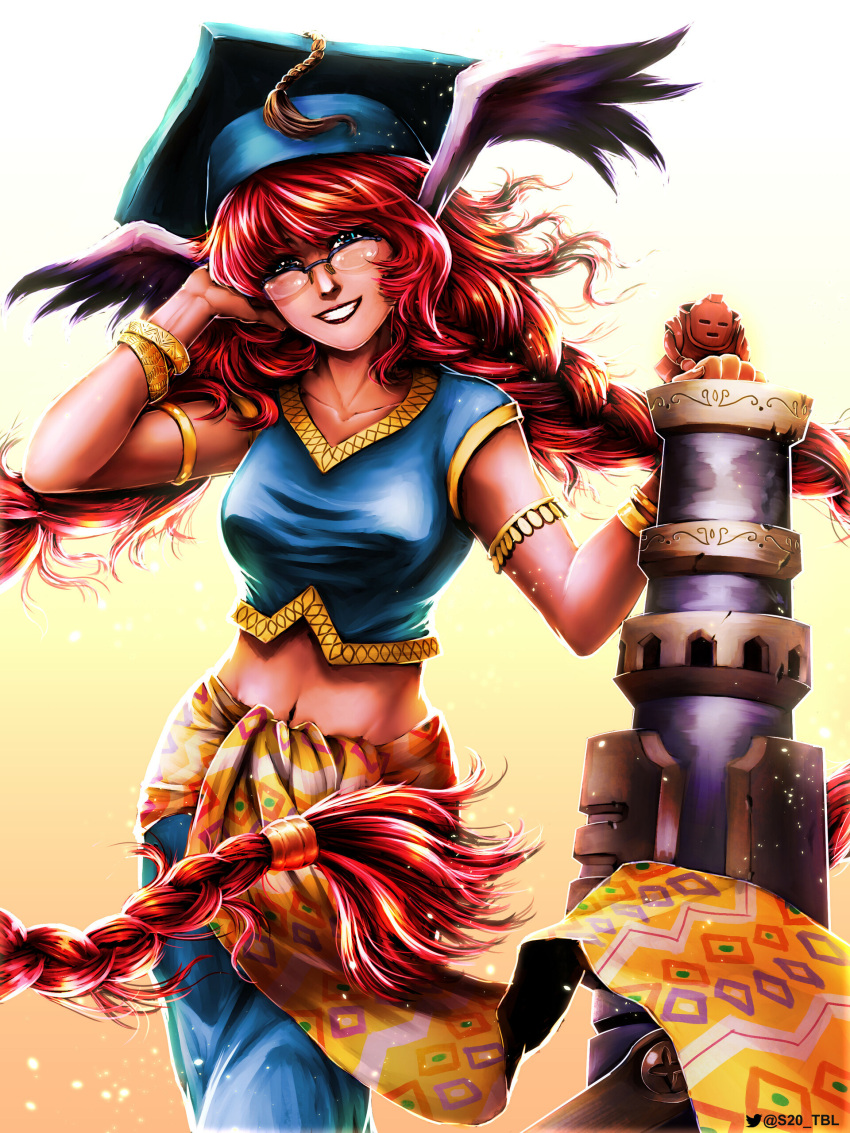 1girl, absurdres, animal_ears, blue_eyes, breath_of_fire, breath_of_fire_iii, chrysm_bazooka, glasses