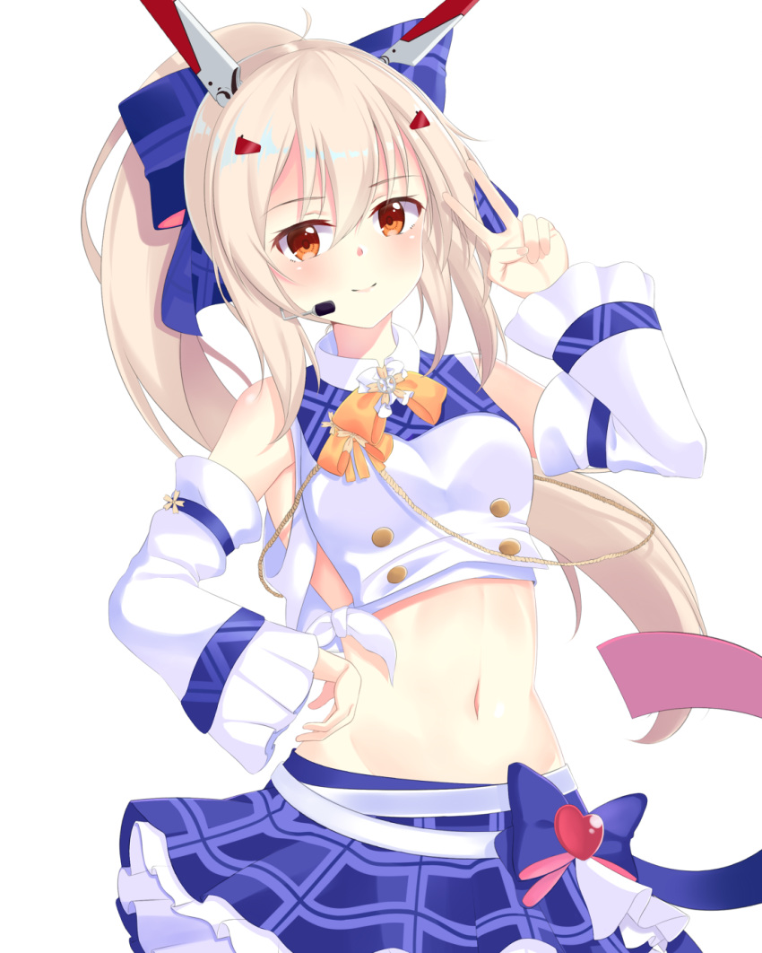 1girl, ayanami_(azur_lane), ayanami_(troubled_star_idol)_(azur_lane), azur_lane, bare_shoulders, belt, blonde_hair, blue_bow