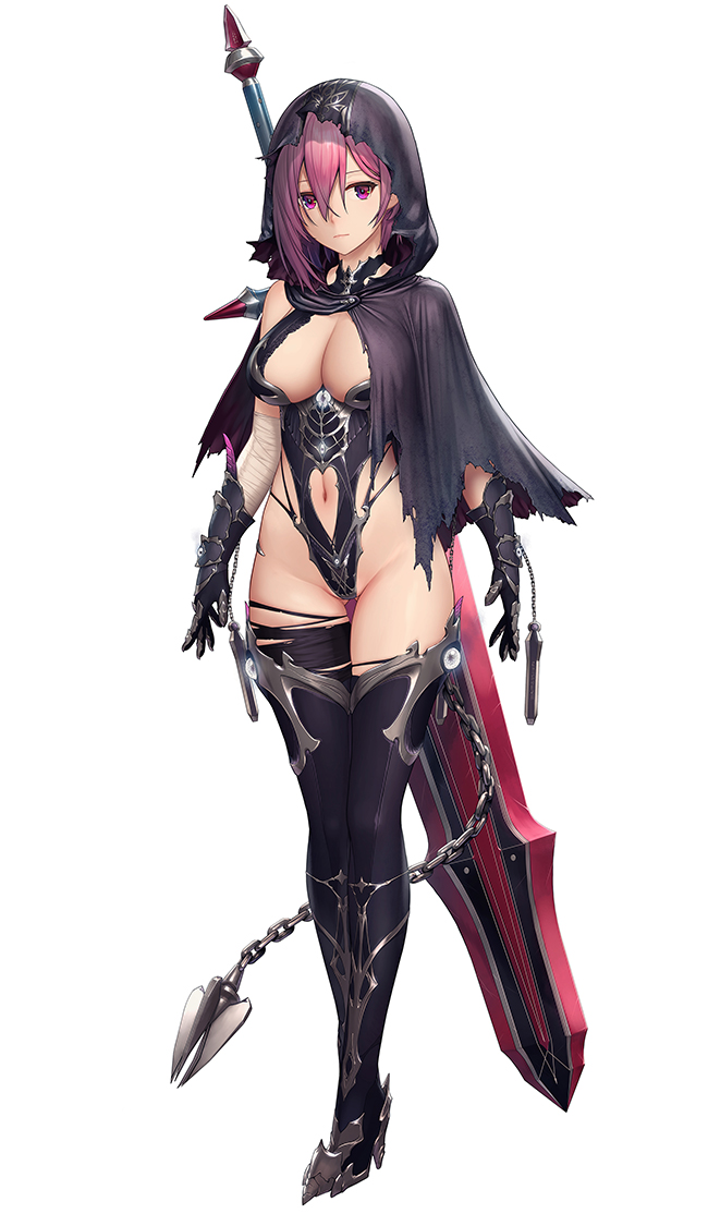 1girl, artwhirl_mahou_gakuen_no_otome-tachi, black_legwear, boots, breasts, cleavage_cutout, full_body, gauntlets