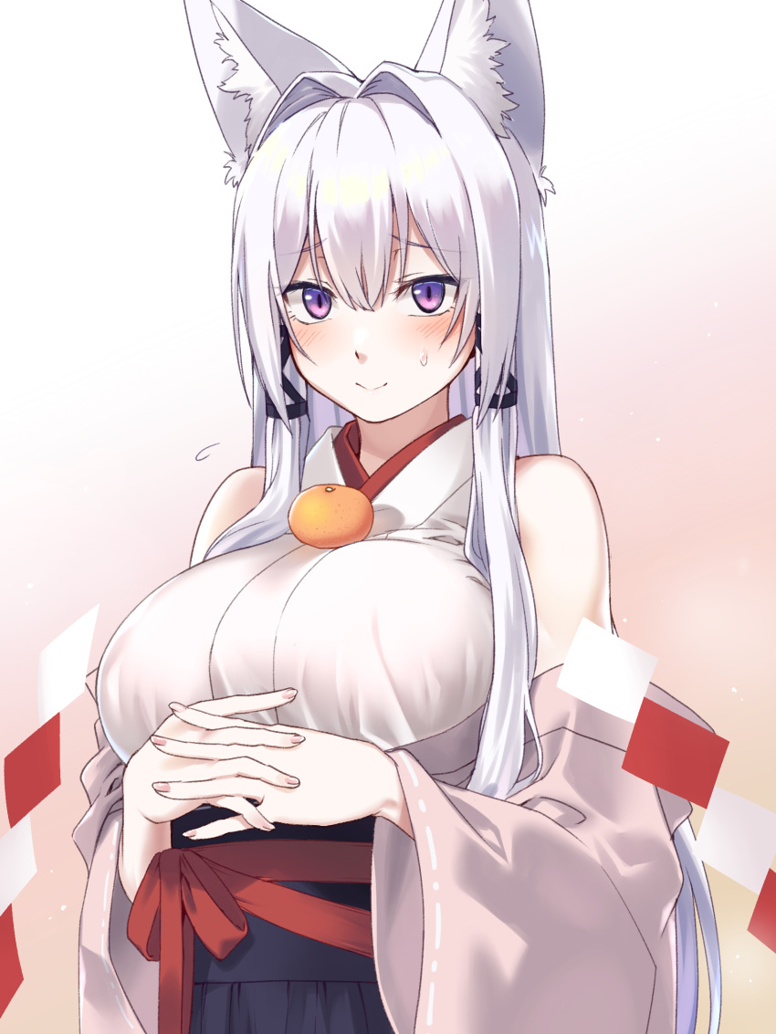 1girl, absurdres, animal_ear_fluff, animal_ears, bangs, bare_shoulders, breasts, closed_mouth