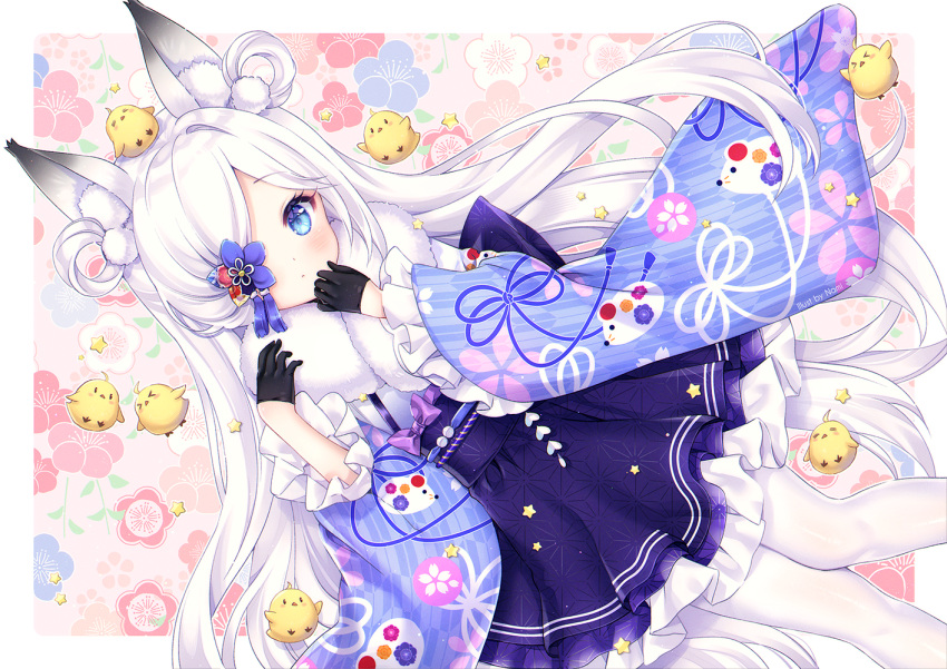 1girl, animal, animal_ear_fluff, animal_ears, artist_name, azur_lane, bangs, bird