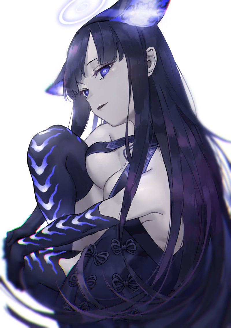 animal_ears, blue_fire, breasts, china_dress, chinese_clothes, chinese_mythology, dress, fate/grand_order