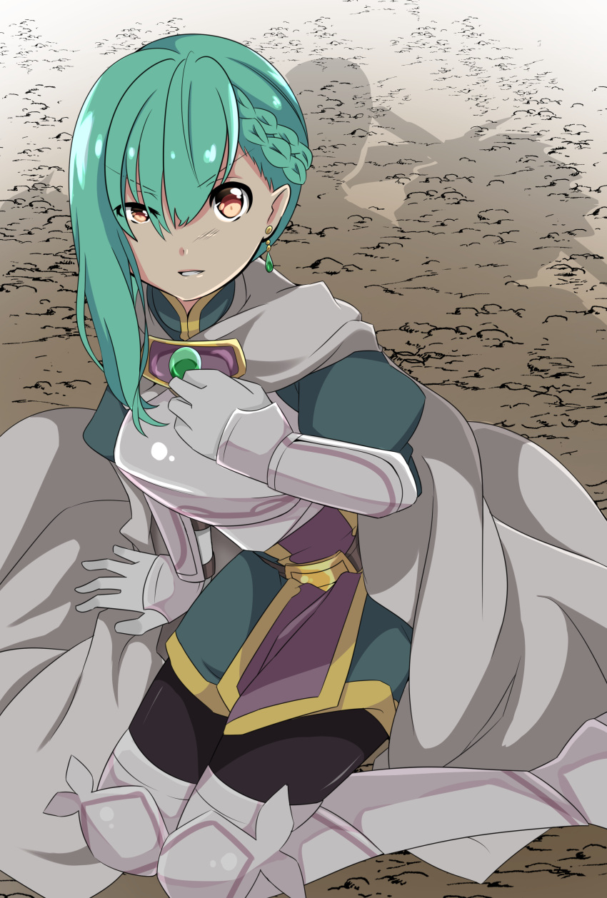 1girl, absurdres, aqua_hair, armor, armored_boots, b_b_suke, belt, boots