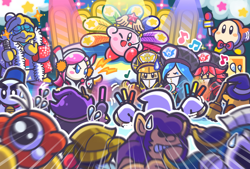 1other, 4girls, 6+boys, ;d, blonde_hair, blue_hair, bonkers, broom_hatter