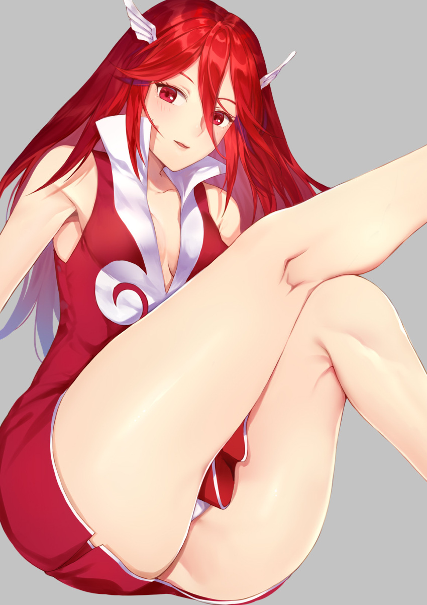 1girl, cordelia_(fire_emblem), dress, fire_emblem, fire_emblem_awakening, grey_background, hair_ornament, highres