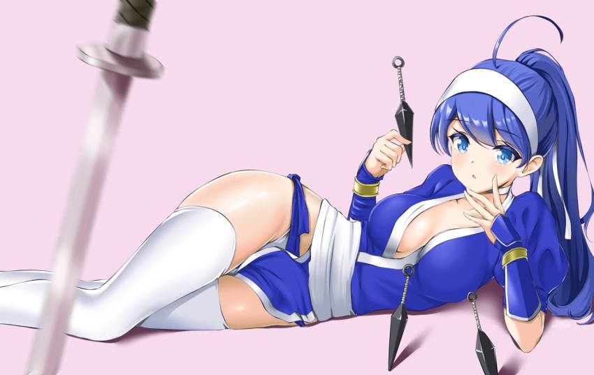 1girl, ahoge, artist_name, bangs, blue_eyes, blush, breasts, chaesu
