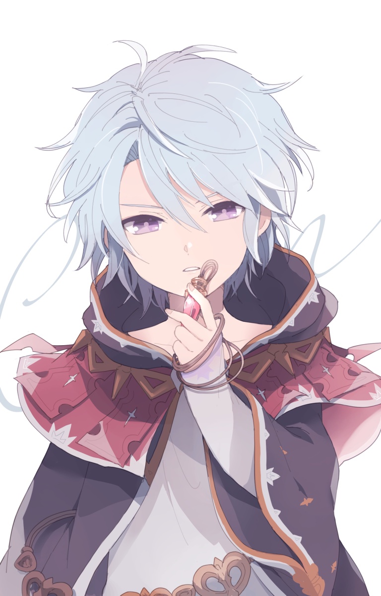1boy, caim_(granblue_fantasy), cloak, granblue_fantasy, highres, holding, jewelry, kuriwooo