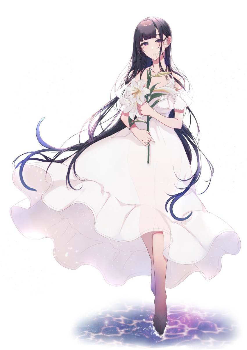 ane_naru_mono, black_hair, breasts, chiyo_(ane_naru_mono), demon_girl, elbow_gloves, eyeball, flower