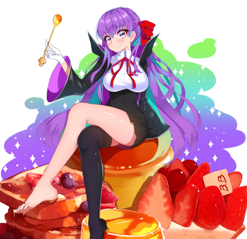 1girl, bangs, barefoot, bb_(fate)_(all), bb_(fate/extra_ccc), black_coat, black_legwear, black_skirt