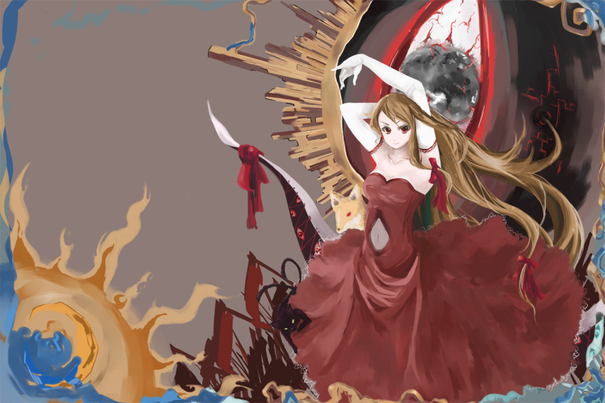 blonde_hair, cat, chen, chen_(cat), elbow_gloves, evil_eye_sigma, eyes, gap