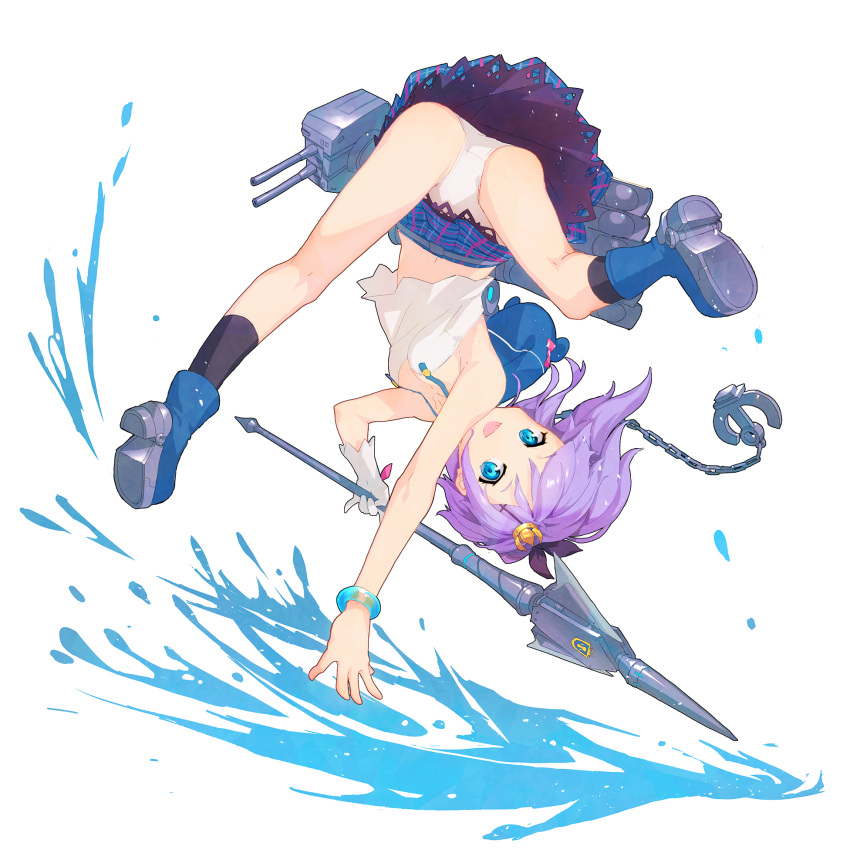 1girl, anchor, ass, azur_lane, bare_shoulders, belt, blue_eyes, bluesnail