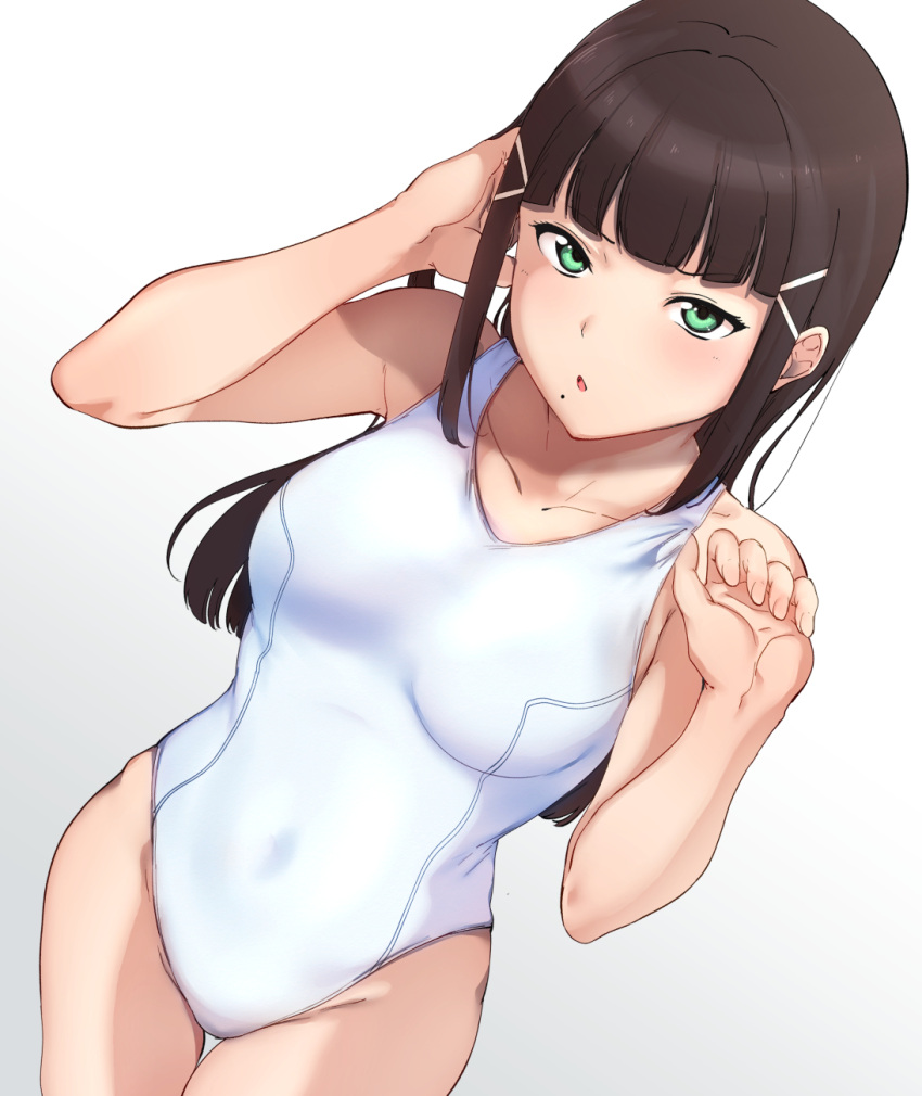 1girl, alp, bangs, black_hair, blunt_bangs, breasts, collarbone, cowboy_shot