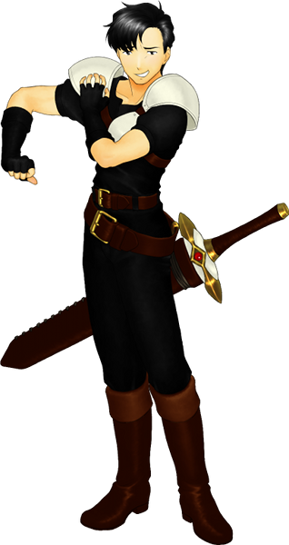 1boy, belt, black_hair, boots, dalvin_(fire_emblem), fingerless_gloves, fire_emblem, fire_emblem:_genealogy_of_the_holy_war